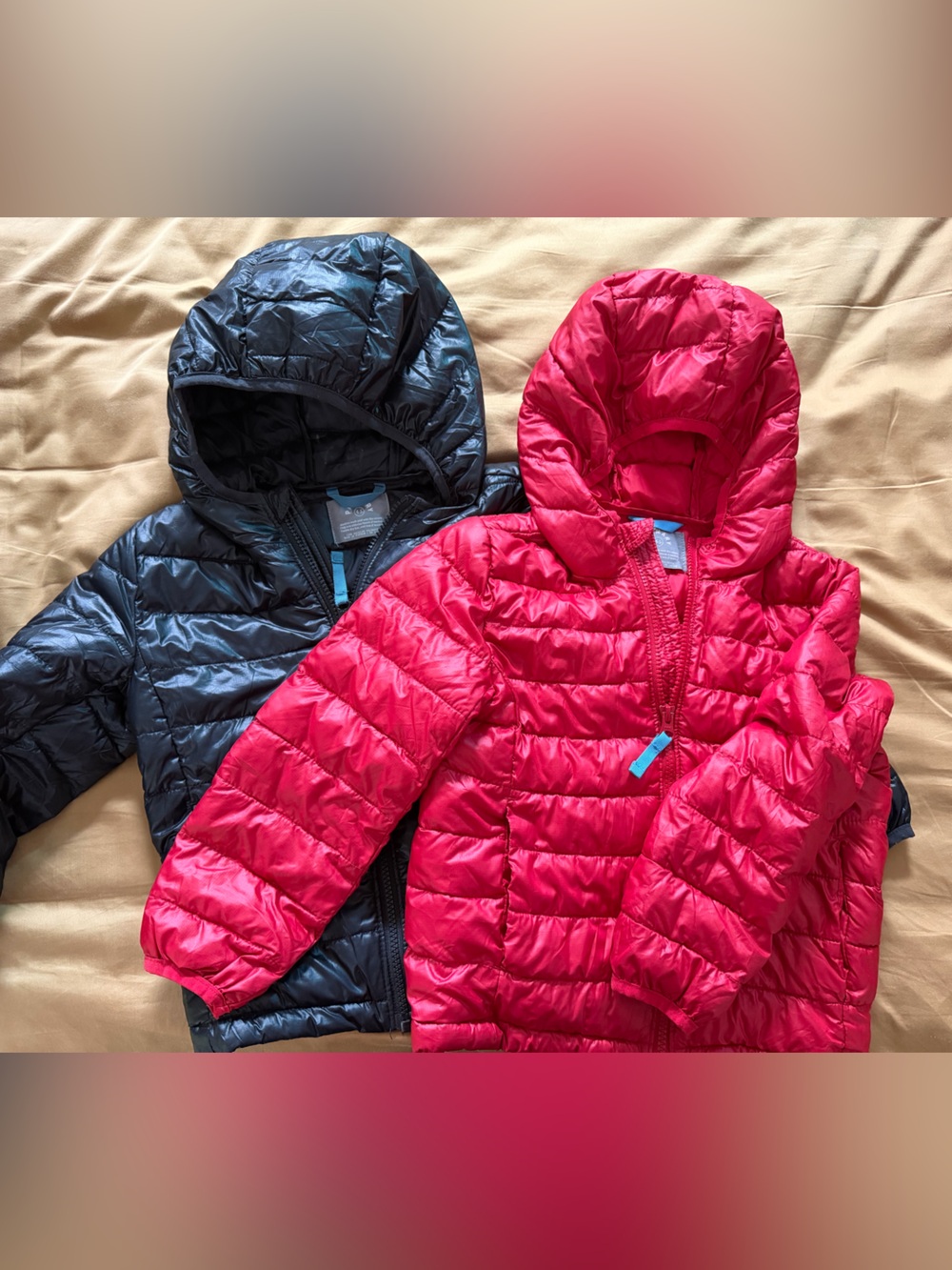 Primary - Kids Packable Puffer Jackets in Red and Black